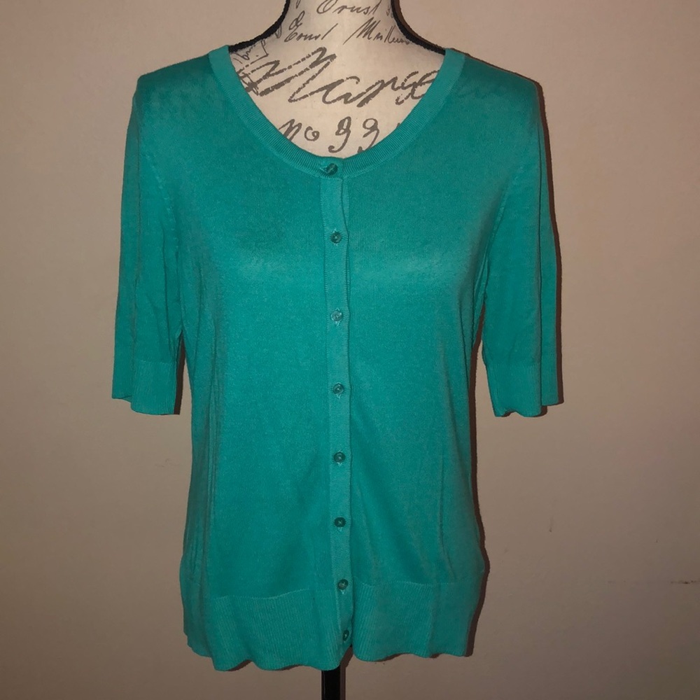 Merona Short Sleeved Green Button Up Cardigan